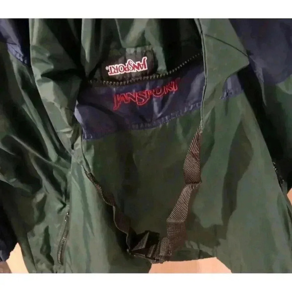 Jansport Vtg 90s Sz Large Nylon Color Block Stow-Away Pocket Windbreaker Hooded - Picture 9 of 10